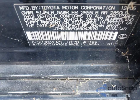 2006 Lexus Ls 430 из США, поврежденный, VIN JTHBN36F065042590